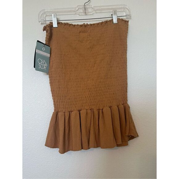 Chaser Mermaid Cozy Rib Smocked Mini Skirt in Beach Bum NEW - Picture 5 of 6